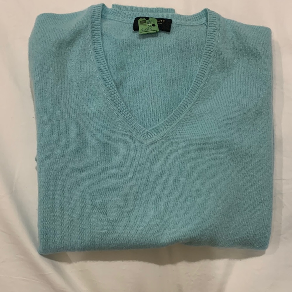 Cashmere Teal Vneck Sweater